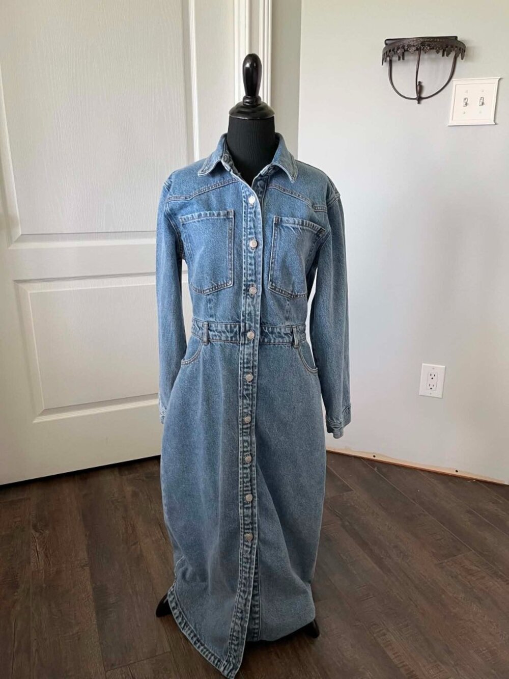 Future Collective Blue Denim Long Sleeve Dress size 8